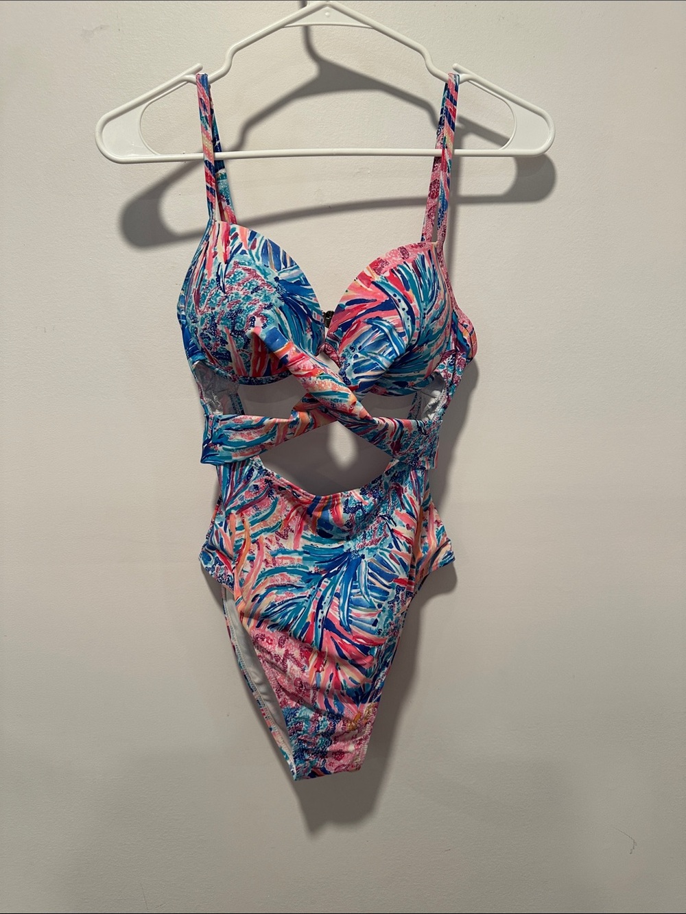 Women’s Tropical Pink & Blue One-Piece Swimsuit